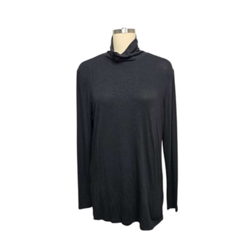 Athleta Shirt Womens Medium Black Turtleneck Long Sleeve Tunic Lightweight